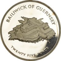 Γκέρνζι Guernsey Silver 25 Pence 1977 Proof Bailiwick Of Guernsey
