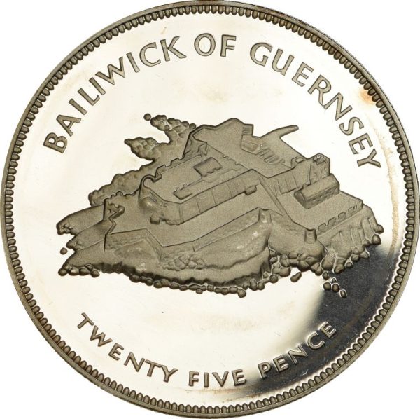 Γκέρνζι Guernsey Silver 25 Pence 1977 Proof Bailiwick Of Guernsey
