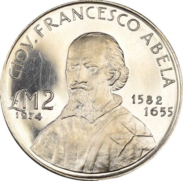 Μάλτα Malta 20 Lira 1974 Silver Proof Giovani Francesco Abela