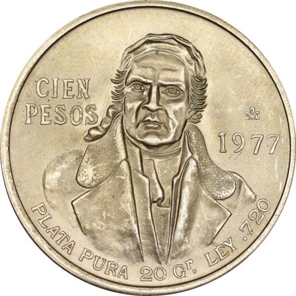 Μεξικό Mexico 100 Pesos 1977 Silver Brilliant Uncirculated