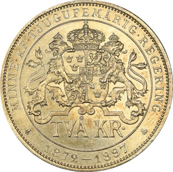 Σουηδία Sweden Silver 2 Kronor 1897 Silver Jubilee - Image 2