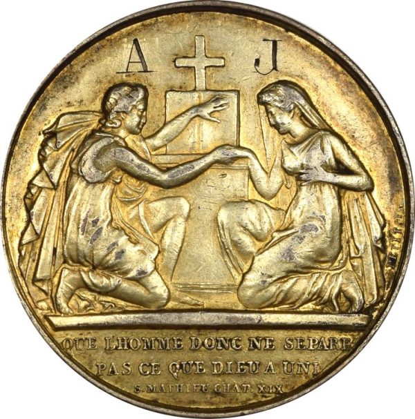 France Silver Wedding Medal 7th June 1875 By F. Petit