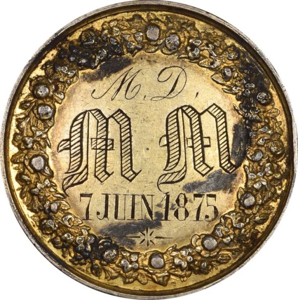 France Silver Wedding Medal 7th June 1875 By F. Petit - Image 2