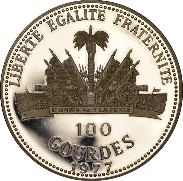 Αϊτή Republic Of Haiti Silver Proof 100 Gourdes 1977 Με Θήκη - Image 2