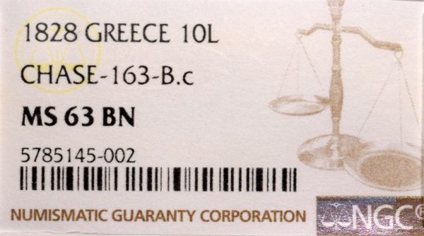 Καποδίστριας 10 Λεπτά 1828 NGC MS63 PC 163 ΚΑ(Η)ΟΔΙΣΤΡΙΑΣ - Image 3