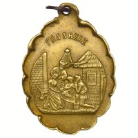 Παλαιό Αναμνηστικό Χάλκινο Βαπτιστικό Μετάλλιο Με Κρίκο Παλαιό Αναμνηστικό Χάλκινο Βαπτιστικό Μετάλλιο Με Κρίκο