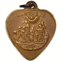 Παλαιό Αναμνηστικό Χάλκινο Βαπτιστικό Μετάλλιο Με Κρίκο Παλαιό Αναμνηστικό Χάλκινο Βαπτιστικό Μετάλλιο Με Κρίκο