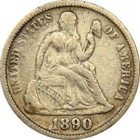 Ηνωμένες Πολιτείες United States 1890 Silver Seated Liberty One Dime