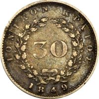 Ελλάδα Νόμισμα Ιονικό Κράτος 30 Λεπτά 1849