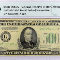 United States Of America 500 Dollars 1934A Federal Reserve Note Chicago PMG 30