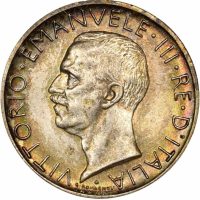 Ιταλία Italy Silver 5 Lire 1930 R NGC MS63 Rainbow Toning