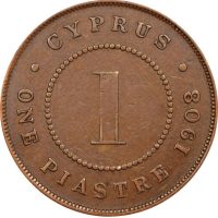 Κύπρος Cyprus Copper 1 Piastre 1908 NGC XF45 Rare Date