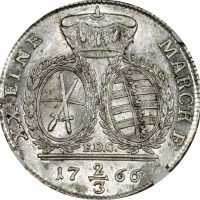 Γερμανία Germany 2/3 Thaler 1766 Silver Saxony Friedrich August III NGC AU55