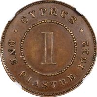 Κύπρος Cyprus Copper 1 Piastre 1922 NGC AU55ΒΝ