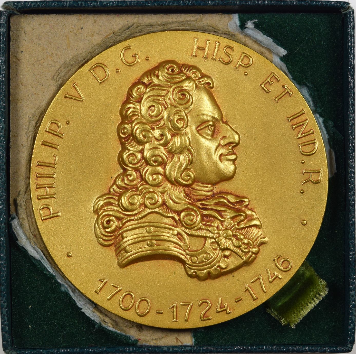 Spain Gold Plated Medal 1964 Philip V Monetary Reforms In Spain And America - Image 3
