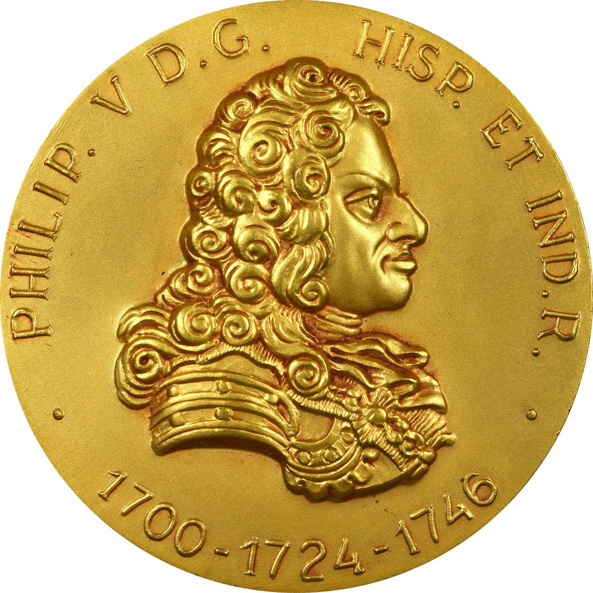 Spain Gold Plated Medal 1964 Philip V Monetary Reforms In Spain And America
