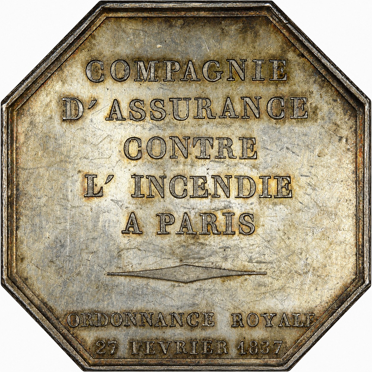 France Jeton Silver 1837 Compagnie D' Assurance Contre l' Incendie A Paris - Image 2