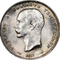 Γεώργιος Α’ Ασημένιο 1 Δραχμή 1911 PCGS MS63 Γεώργιος Α' Ασημένιο 1 Δραχμή 1911 PCGS MS63