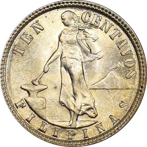Φιλιππίνες Philippines 1945 10 Centavos Silver Brilliant Uncirculated