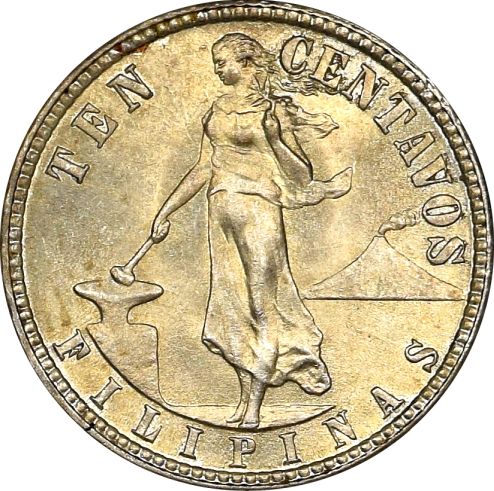 Φιλιππίνες Philippines 1944 10 Centavos Silver Brilliant Uncirculated