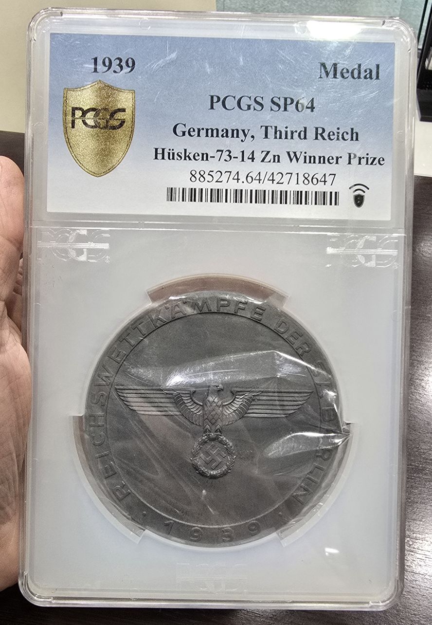 Γερμανία Germany Nazi 3rd Reich Μετάλλιο 1939 – Reichswettkämpfe der SA Berlin 95mm – PCGS SP64 - Image 3