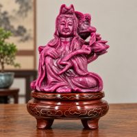 Hand-Carved Ruby Zoisite Guanyin (Kwan Yin)